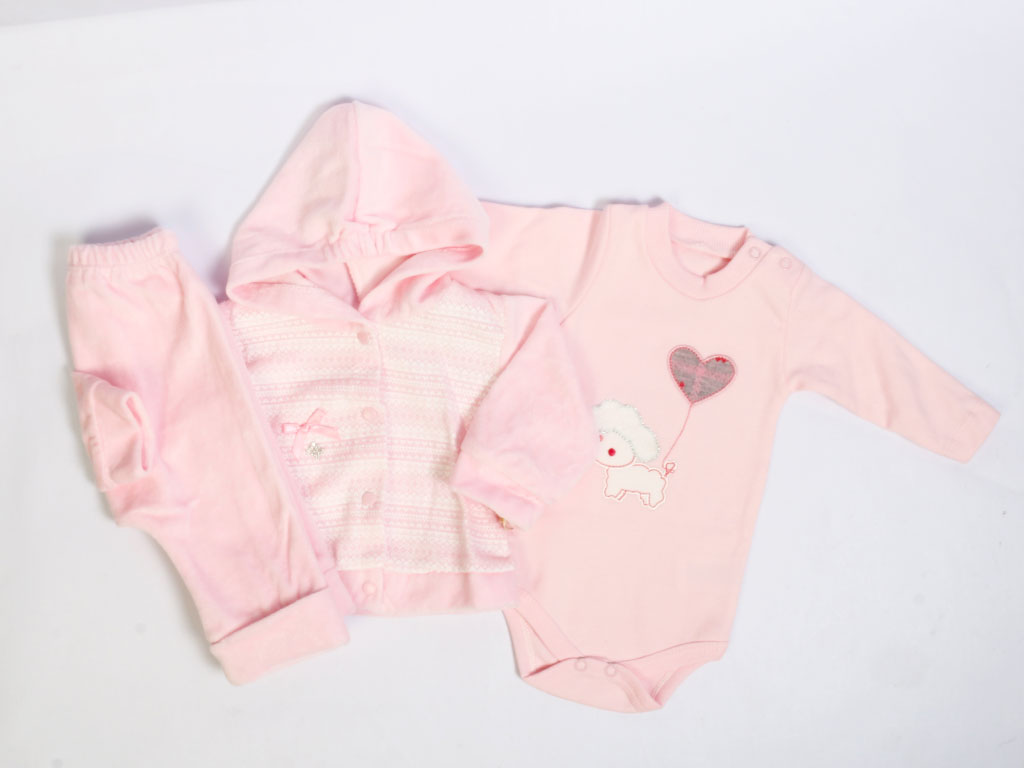 ست سه تکه نوزادی دخترانه مخمل بیبیم BABYIM