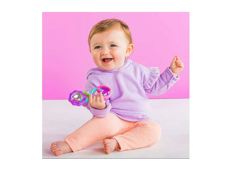 جغجغه نوزادی آینه ای با مهره های رنگارنگ مدل shake barbell برایت استارتز bright starts
