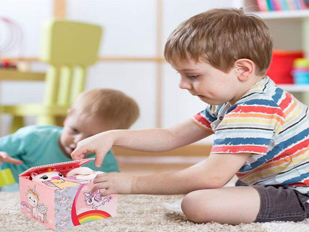 قلک فانتزی موزیکال مدل اسب تک شاخ پول جمع کن