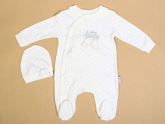 ست سرهمی جورابدار و کلاه نوزادی دخترانه خالدار طرح فرشته مورات بیبی MURAT BABY