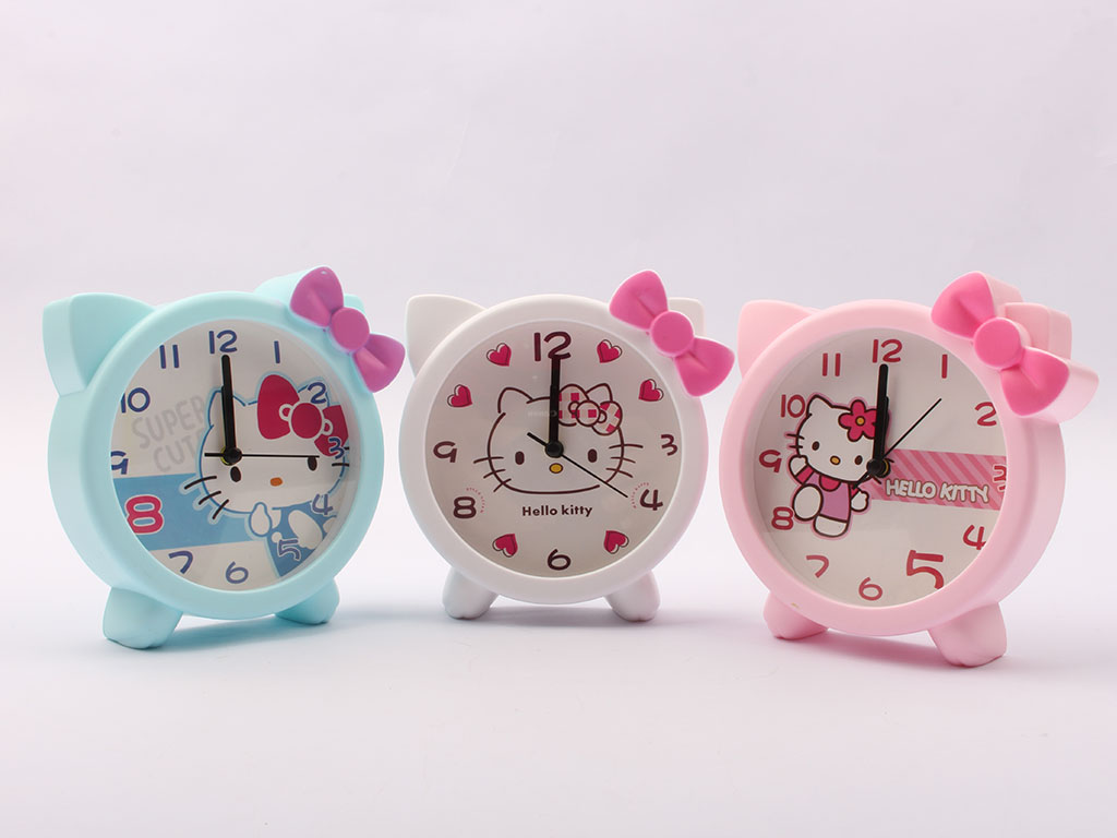 ساعت رومیزی پایه دار و زنگ دار دخترانه هلوکیتی Hello Kitty