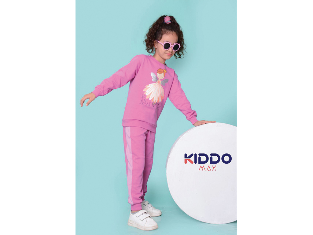 بلوز و شلوار راحتی دخترانه بنفش طرح فرشته کیدومکس kido max