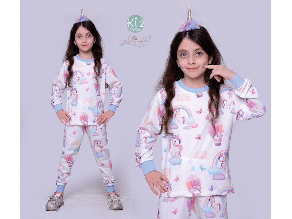 بلوز و شلوار راحتی دخترانه طرح اسب تک شاخ کیدومکس KIDO MAX