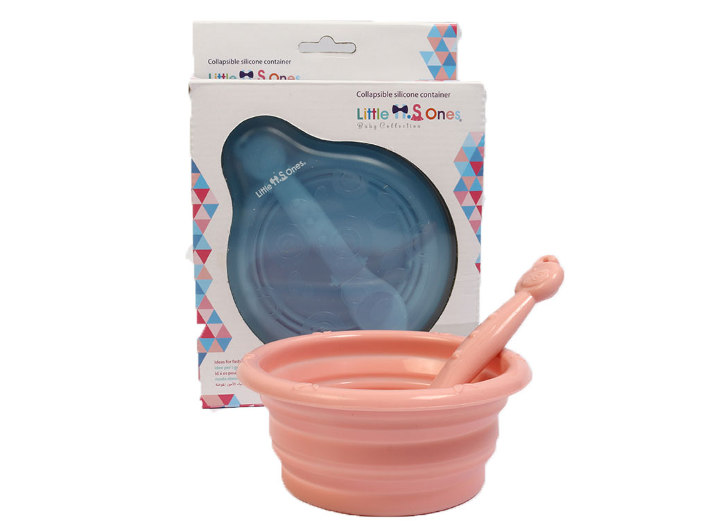ظرف غذا سیلیکونی تاشو نوزادی به همراه قاشق لیتل وانز little ones
