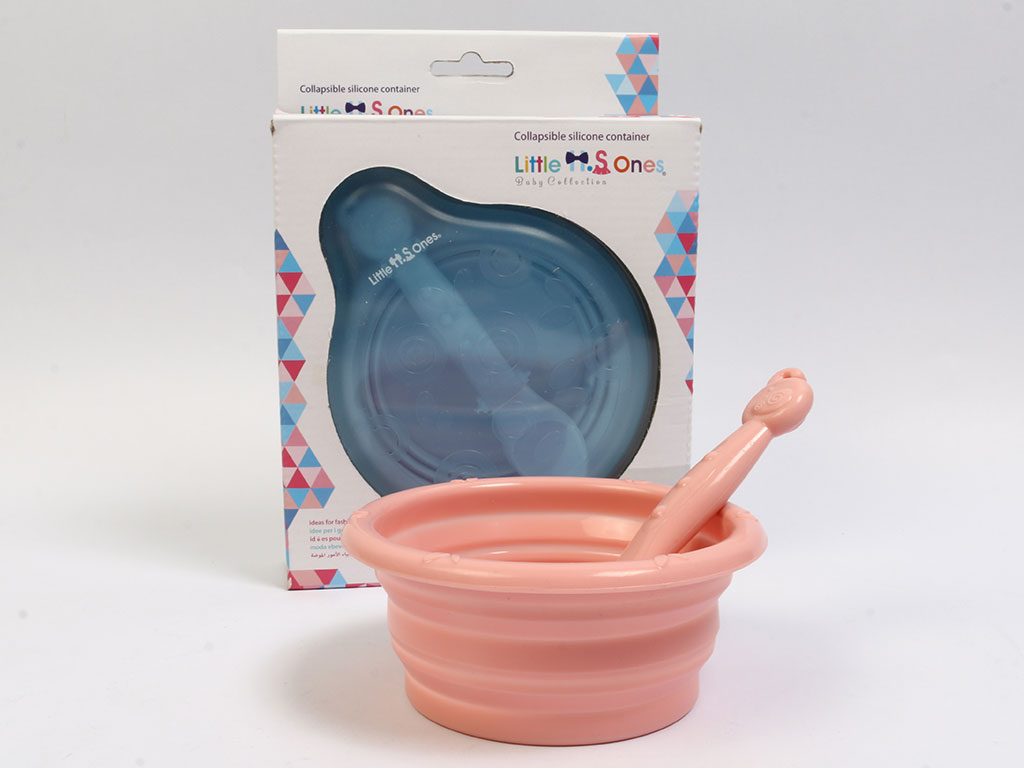 ظرف غذا سیلیکونی تاشو نوزادی به همراه قاشق لیتل وانز little ones