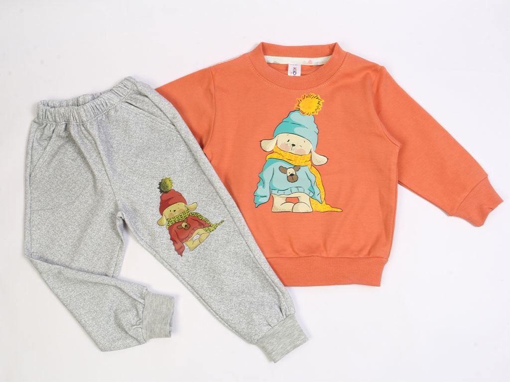 بلوز و شلوار راحتی بچگانه گلبهی رنگ طرح سگ گوش دراز کیدومکس Kido max