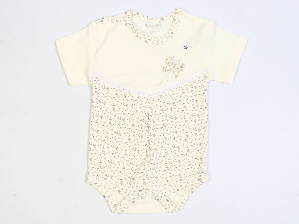 بادی نوزادی دخترانه طرح پروانه بیبی وان baby one