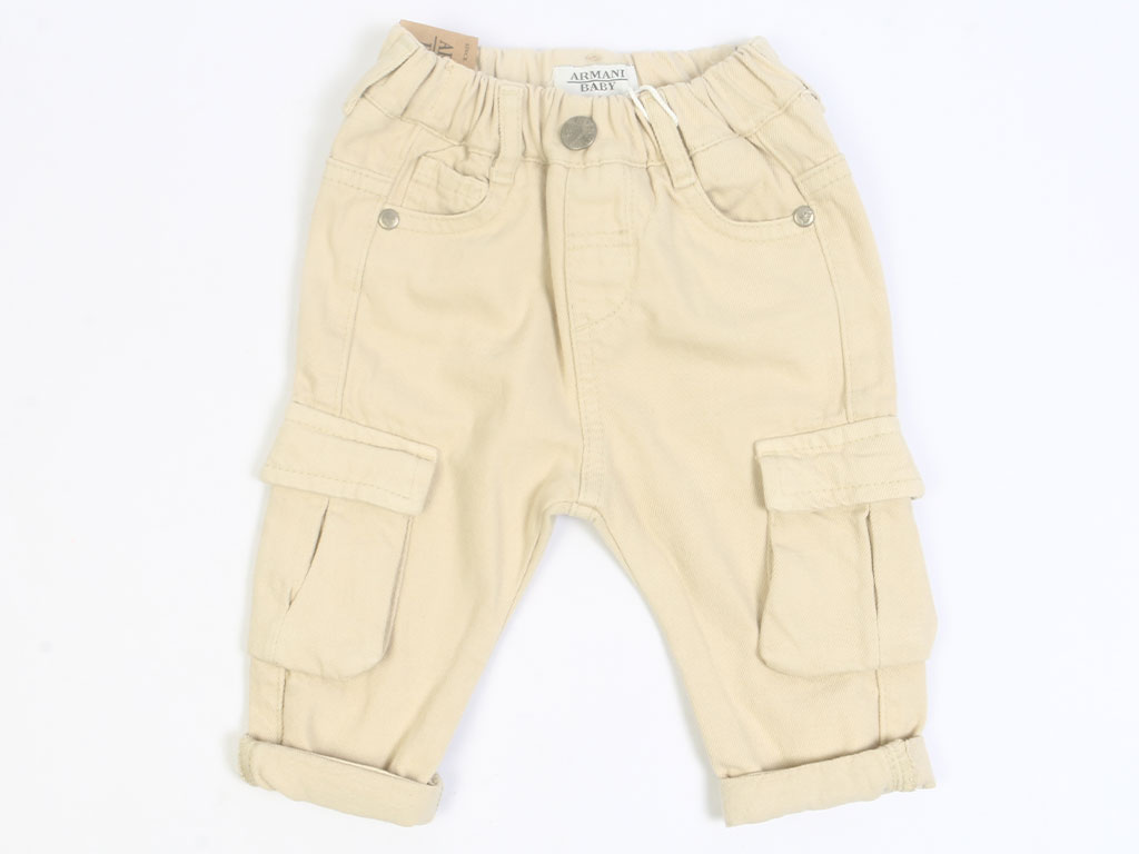شلوار جین پسرانه مدل کارگو کرم رنگ آرمانی بیبی Armani Baby