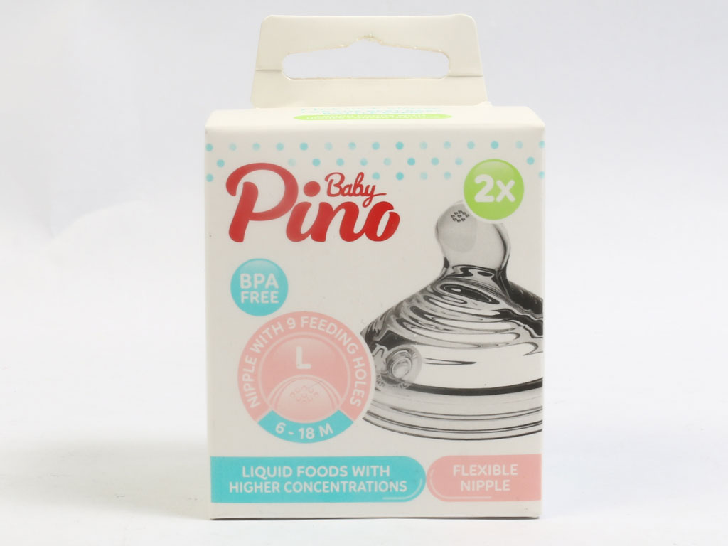 سر شیشه شیر سیلیکونی جریان سریع مایعات با غلظت بالا 18-6 ماه مدل L پینو بیبی Pino baby