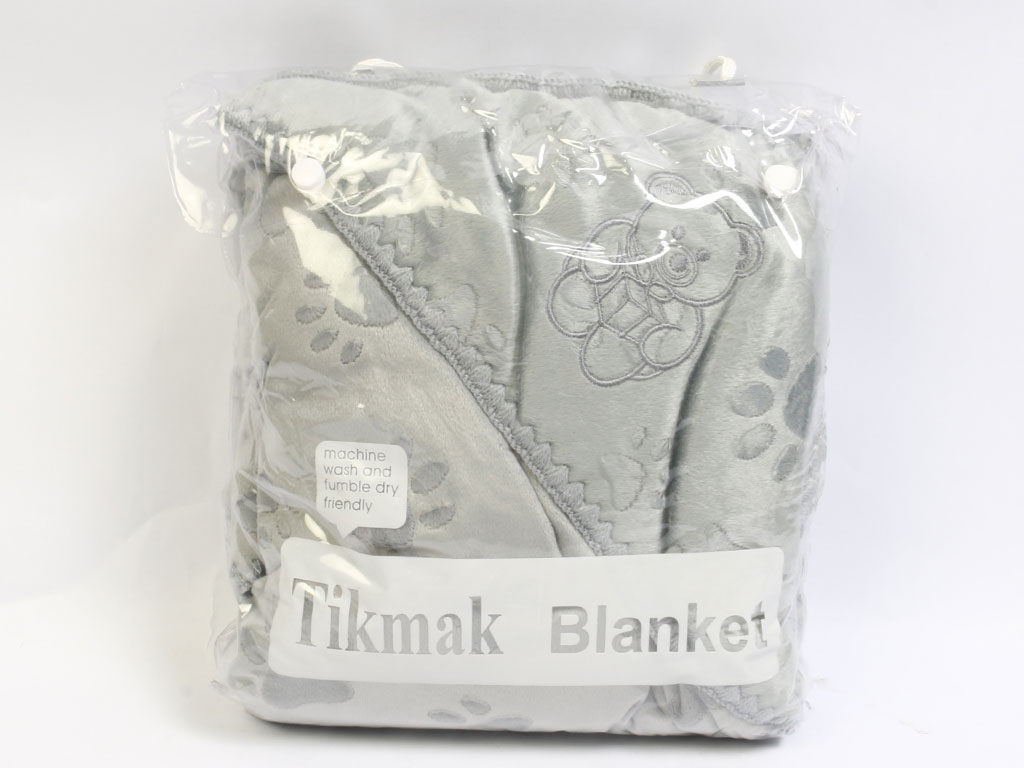 پتو نوزادی کلاه دار مخمل پولیشی طرح رد پای خرس تیک ماک tikmak