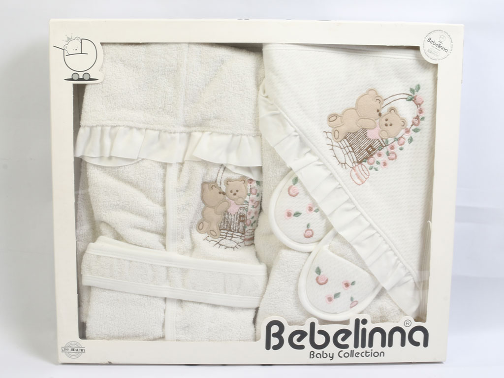 ست حوله نوزادی دخترانه 4 تکه طرح خرس بب لینا bebelinna