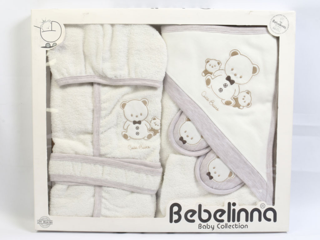 ست حوله نوزادی پسرانه 4 تکه طرح خرس بب لینا bebelinna