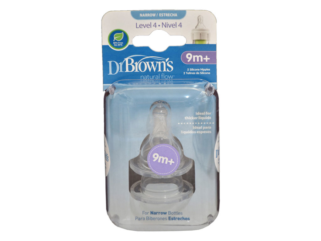 سر شیشه شیر سیلیکونی نوزادی جریان مایعات غلیظ بالای 9 ماه دو عددی دکتر براون Dr Browns