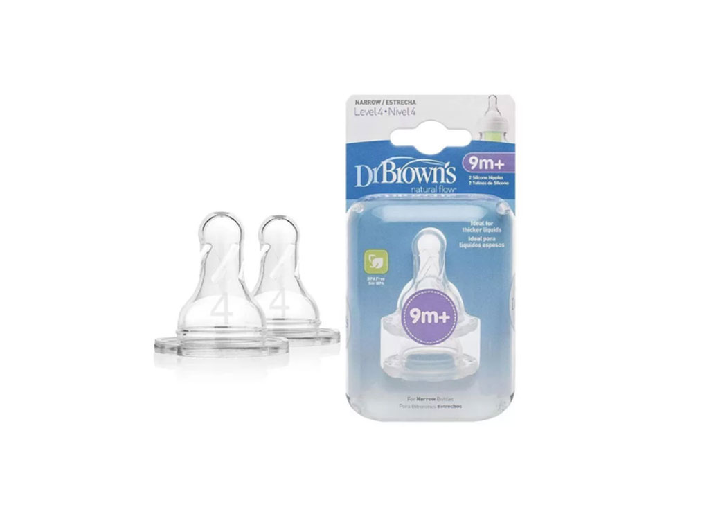 سر شیشه شیر سیلیکونی نوزادی جریان مایعات غلیظ بالای 9 ماه دو عددی دکتر براون Dr Browns