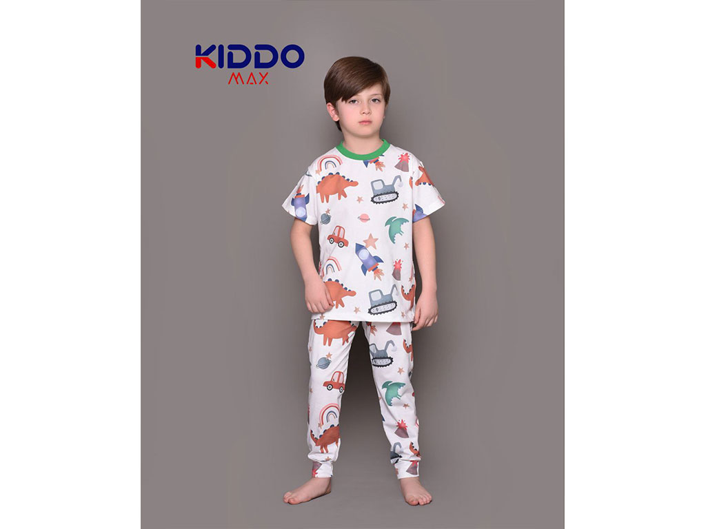 تیشرت و شلوار راحتی پسرانه طرح دایناسور و موشک کیدومکس kido max