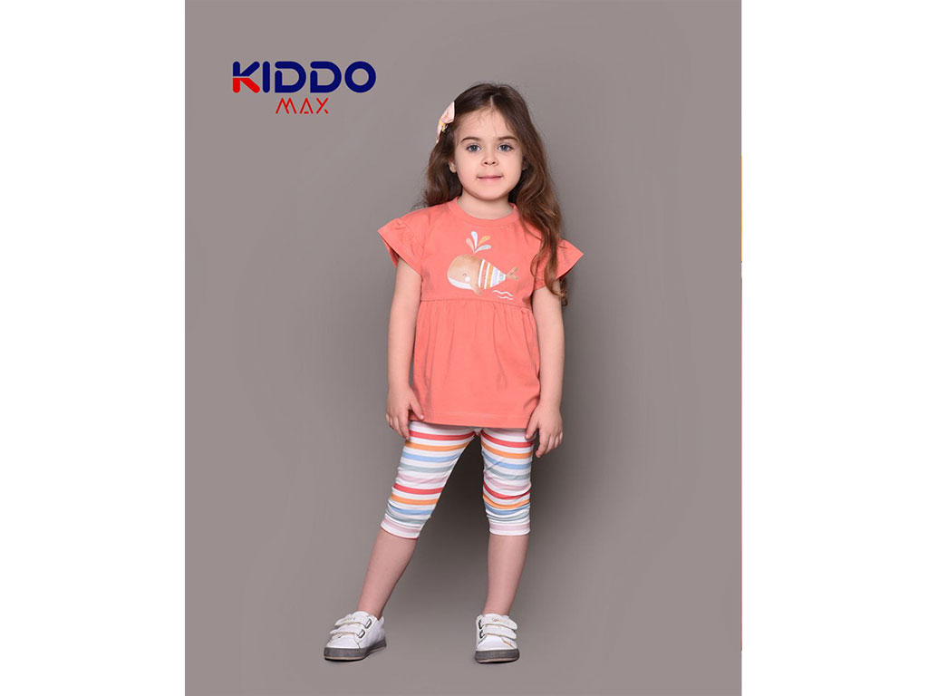 تونیک و شلوارک راحتی دخترانه طرح نهنگ کیدومکس kido max
