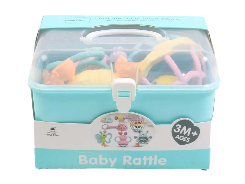 ست جغجغه و دندانگیر نوزادی7 عددی مدل صندوقی سایز بزرگ  Baby Rattle