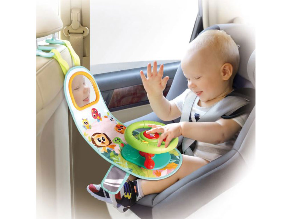 فرمان موزیکال دارای آینه قاب دار به همراه آویز پشت صندلی هولی تویز Huile Toys