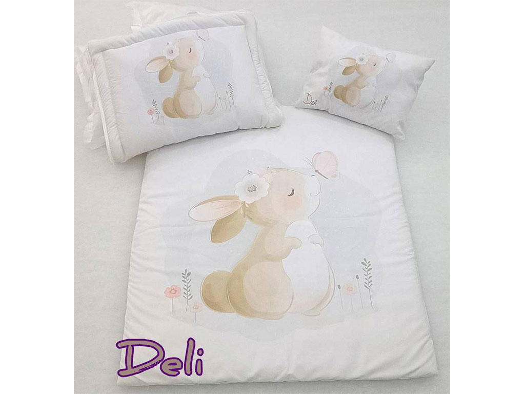 سرویس خواب نوزادی 3 تکه طرح خرگوش و پروانه دلی deli