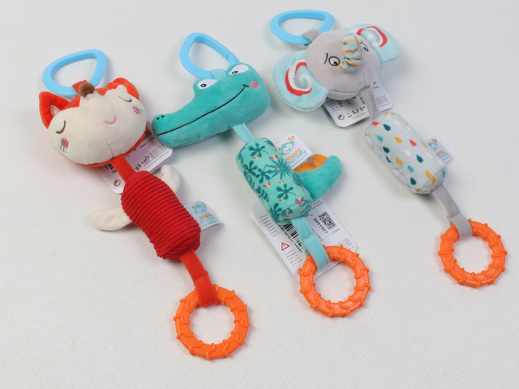 آویز تخت و کریر جغجغه ای و دندانگیر دار نوزادی هپی مانکیHAPPY MONKEY