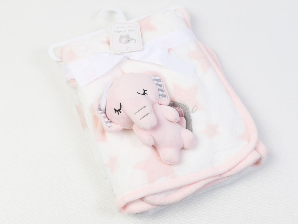 پتو نوزادی مخمل پولیشی دخترانه همراه با عروسک بیبی بادیز Baby buddies