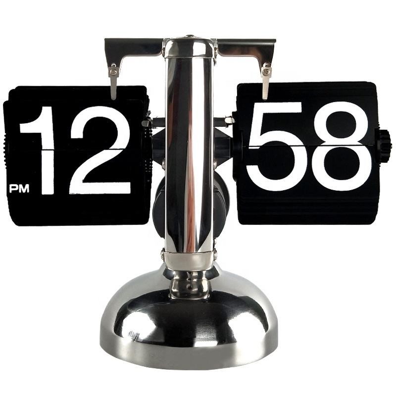 ساعت رومیزی ورقه ای پایه استیل مدل Flip Clock