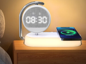 شارژر بی سیم K01T Clock Wireless Charging Night Light 15W Fast Charging Station Dock