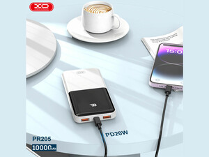پاوربانک تایپ سی و یو اس بی 22.5 وات 10000 رسی XO PR205 Fast Charging Power Bank 22.5W 10000 mAh