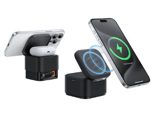 شارژر وایرلس مغناطیسی 15 وات و پایه نگهدارنده آیفون و ایرپاد بیسوس Baseus Magpro 2-IN-1 Magnetic Wireless Charger 25W BS-W531