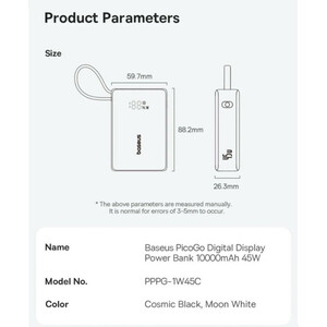 پاوربانک بیسوس مدل PicoGo 45W ظرفیت 10000 میلی آمپر ساعت