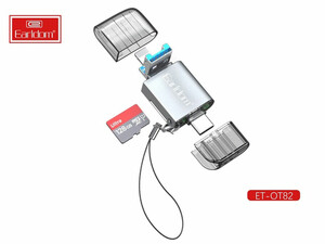 رو ریدر و OTGدو سر تایپ سی و لایتنینگ ارلدام Earldom 4-in-1 Mini Aluminium USB3.0 Card Reader