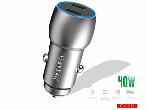 شارژر فندکی دو پورت تایپ سی 40 وات ارلدام  Earldom CC15 Dual USB PD Car Charger 40W