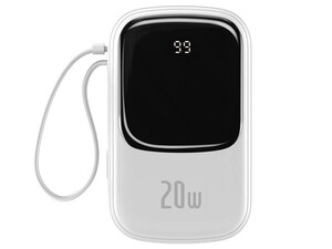 پاور بانک سریع بیسوس با کابل متصل لایتنینگ Baseus Qpow Digital Display 20000mAh 20W PPQD-H02