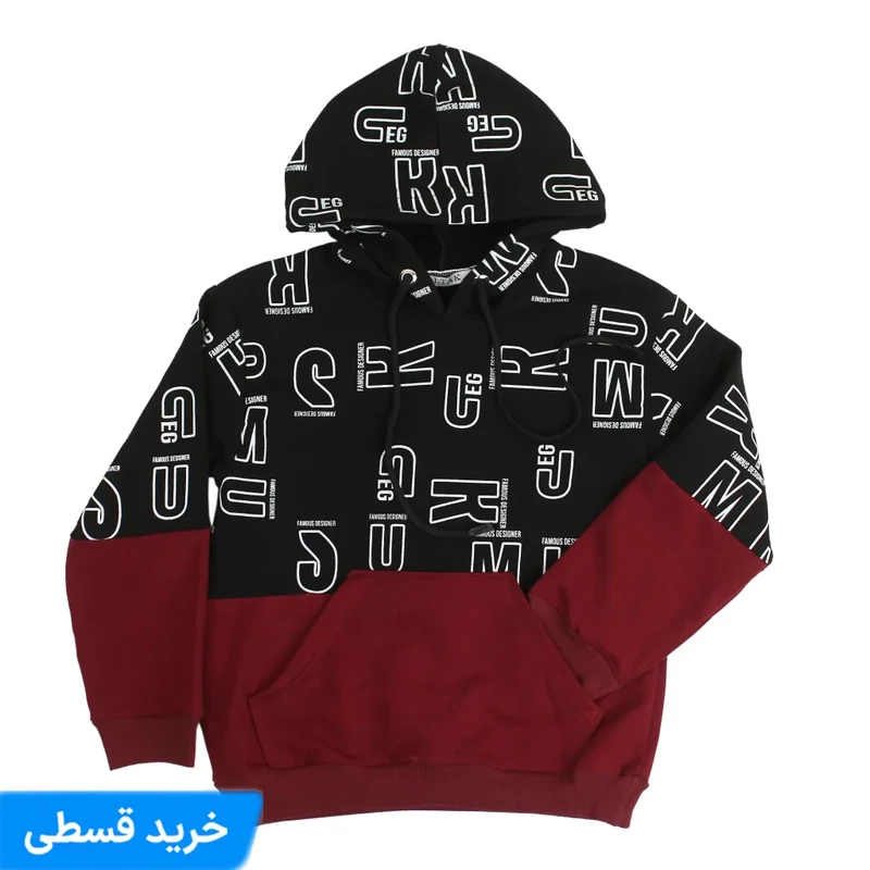 هودی پسرانه دو رنگ طرح دار