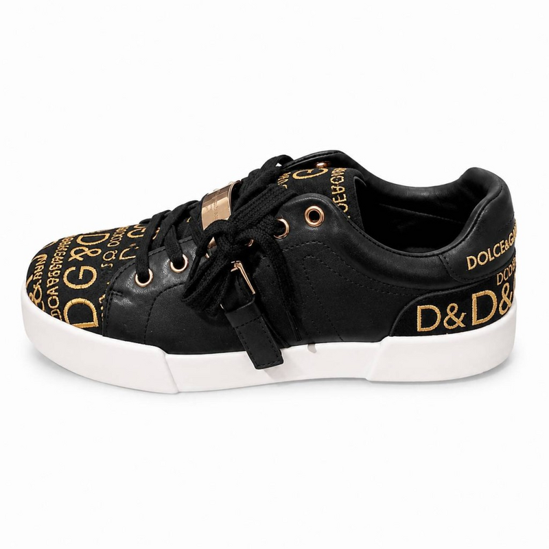 کتونی زنانه اسپرت مشکی طلایی D&G
