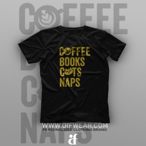 تیشرت Coffee, Books, Cats, Naps