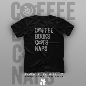 تیشرت Coffee, Books, Cats, Naps
