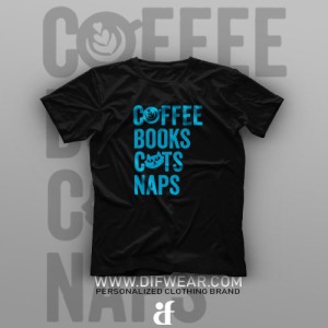 تیشرت Coffee, Books, Cats, Naps