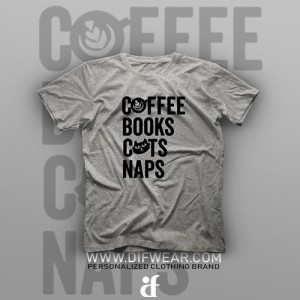 تیشرت Coffee, Books, Cats, Naps