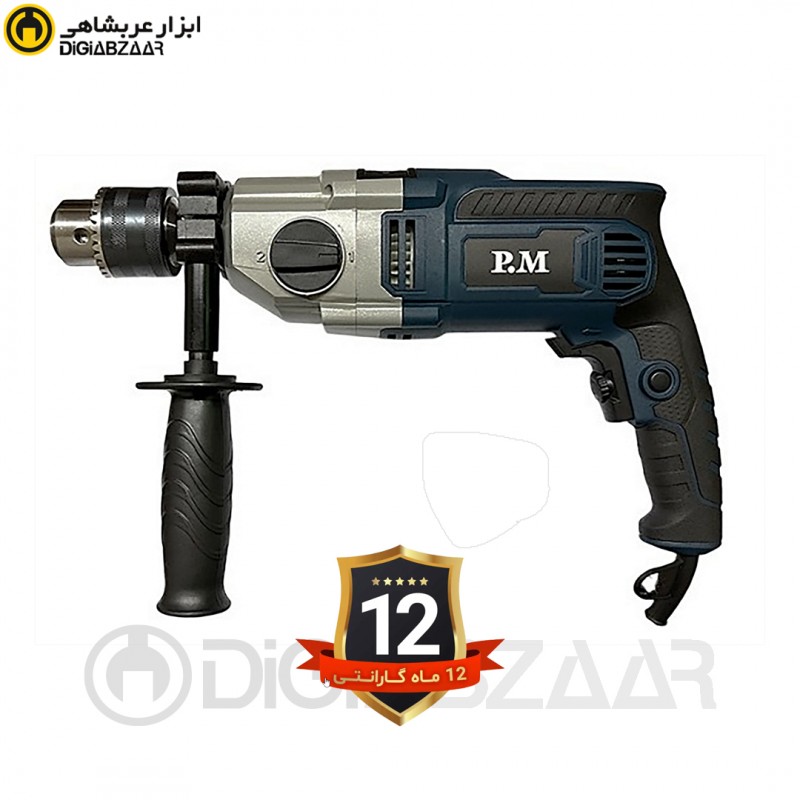 دریل چکشی گیربکسی 1100 وات پی ام مدل E15 با سه نظام 16 میلی‌متری