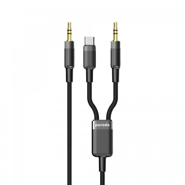 کابل 2 در 1 تایپ سی و AUX پرودو مدل PD-AUX2CC طول 1.2 متر
