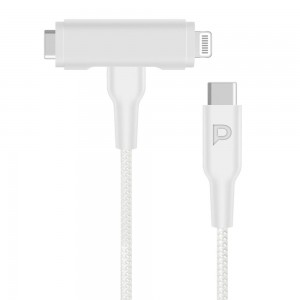 کابل شارژ USB-C به USB-C و لایتنینگ پاورولوژی PCAB007 طول 1.2 متر توان 60 وات