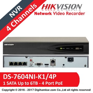 ضبط کننده ویدیویی تحت شبکه NVR هایک ویژن مدل DS-7604NI-K1/4P