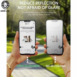 گلس شفاف لبه سیلیکونی گرین لیون Anti-Reflective آیفون iPhone 13 Pro Max