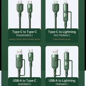 کابل شارژ چندکاره مک دودو مدل CA-8070 توان 60 وات طول 1.2 متر