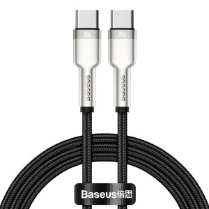 کابل شارژ USB-C به USB-C بیسوس مدل Cafule Metal CATJK-C01 طول 1 متر توان 100 وات