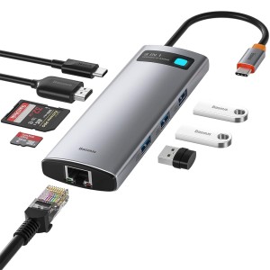 هاب تایپ سی 8 پورت بیسوس 100 وات Baseus CAHUB-CV0G