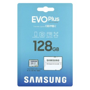 کارت حافظه MicroSDXC سامسونگ مدل Samsung EVO Plus UHS-I U3 A2 V30 ظرفیت 128 گیگابایت به همراه آداپتور SD