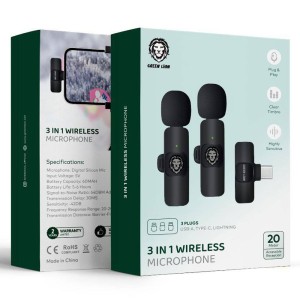 میکروفون یقه ای بی سیم گرین لاین Green Lion 3 in 1 Wireless Microphone