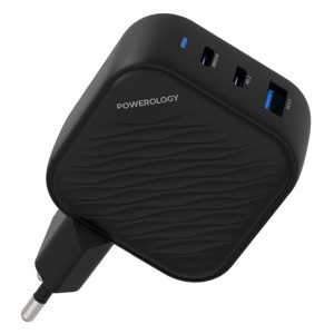 شارژر دیواری پاورولوژی GaN Ultimate-EU Dual PD Charger PWCUQC019 توان 65 وات
